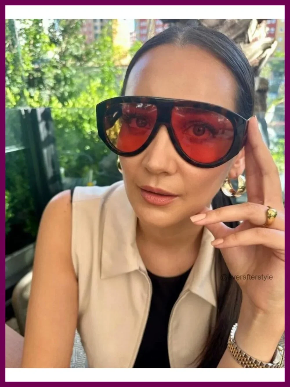 Retro Oversized Aviator Sunglasses UV Protection Plastic Frame